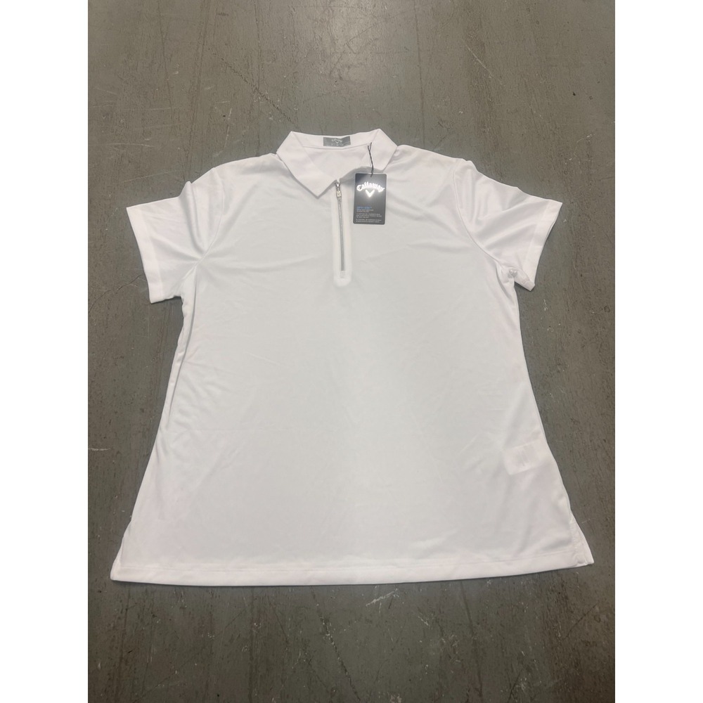 Callaway Polo Shirt Womens XL Brilliant‎ White Opti-Dri 1/4 Zip Performance NWT